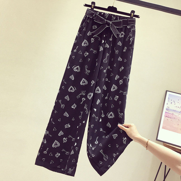 Pantaloni de dama model nou cu curea si imprimeu - model drept