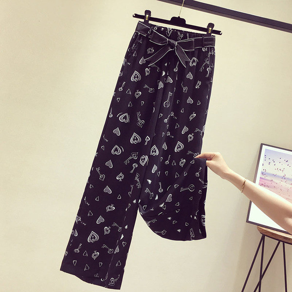 Pantaloni de dama model nou cu curea si imprimeu - model drept