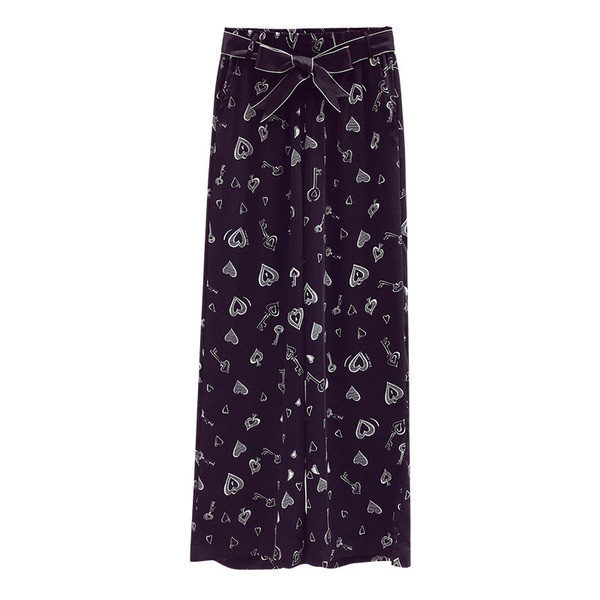 Pantaloni de dama model nou cu curea si imprimeu - model drept