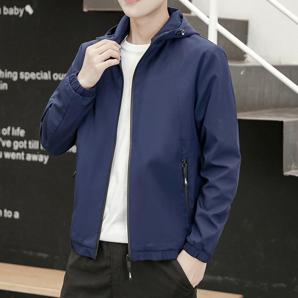 Geaca de zi cu zi pentru barbati cu gluga si fermoar