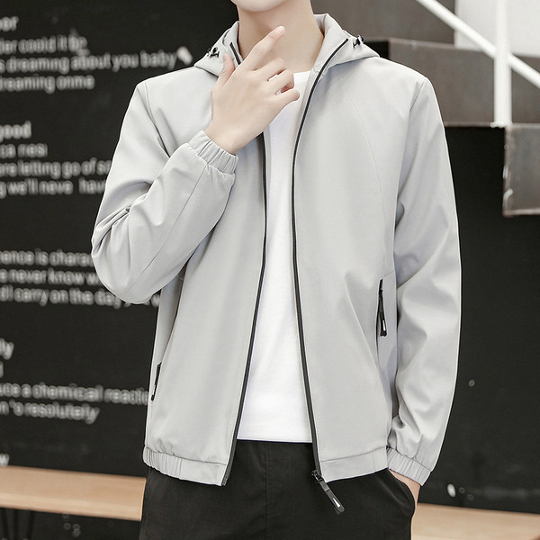 Geaca de zi cu zi pentru barbati cu gluga si fermoar