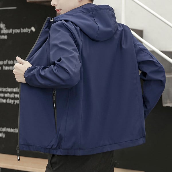 Geaca de zi cu zi pentru barbati cu gluga si fermoar