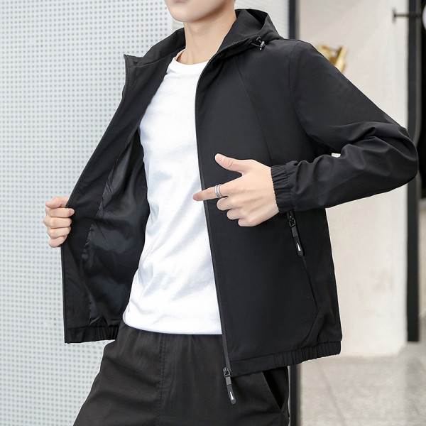 Geaca de zi cu zi pentru barbati cu gluga si fermoar