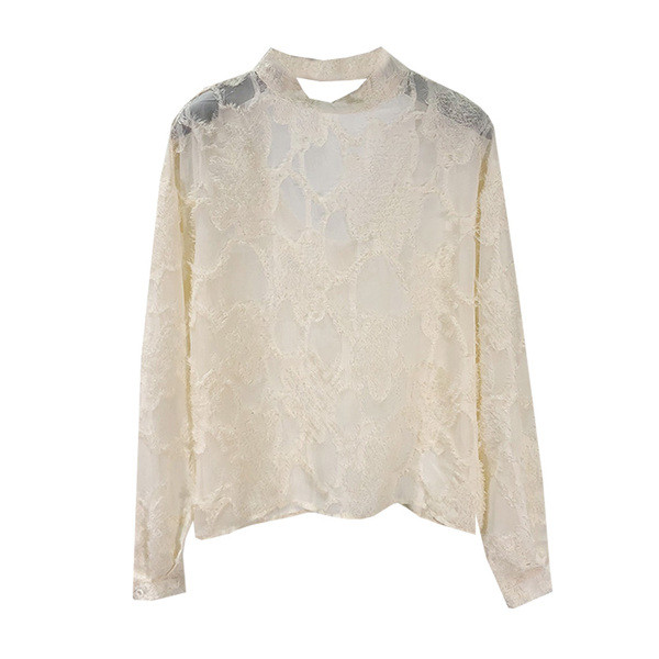 Női tavaszi csipkeblúz és félmagas gallér
