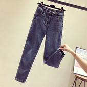 Naujo modelio moteriški džinsai aukštu juosmeniu Slim modelis