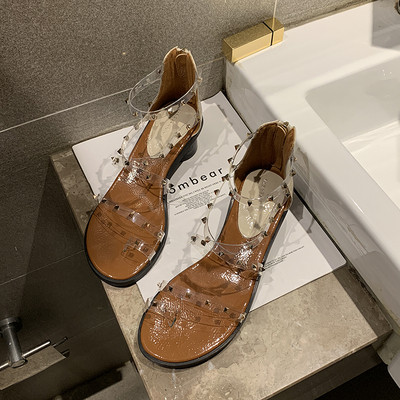 Modernas sieviešu sandales ar silikona lencēm un metāla cilpām