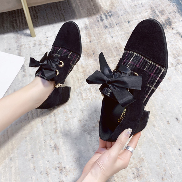 Pantofi casual dama in carouri cu cravate din satin