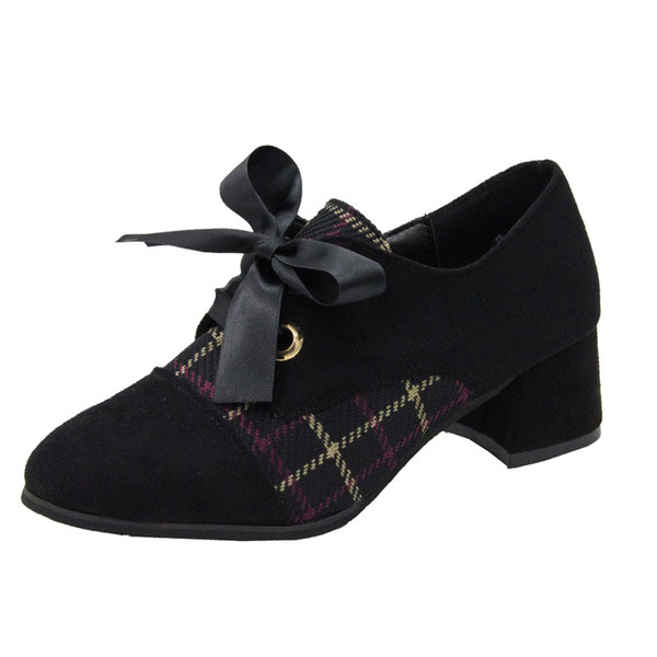 Pantofi casual dama in carouri cu cravate din satin