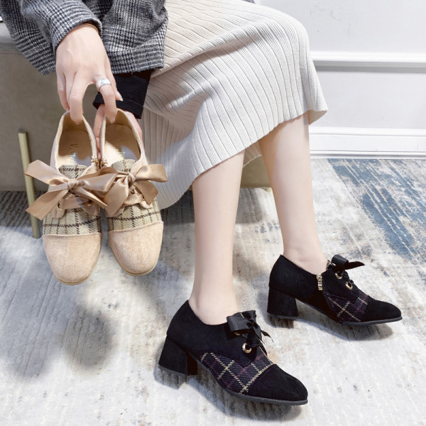 Pantofi casual dama in carouri cu cravate din satin