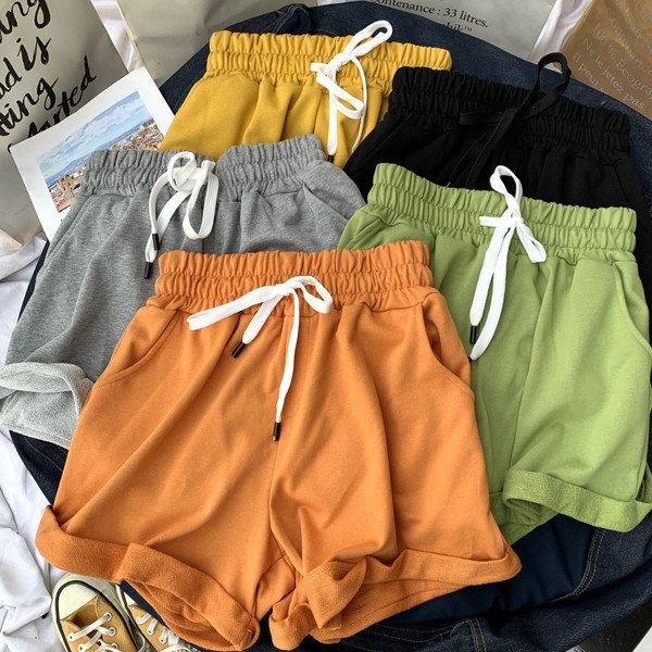 Paprasti medvilniniai šortai su elastiniu juosmeniu ir kaklaraiščiais