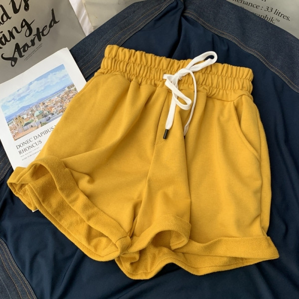 Paprasti medvilniniai šortai su elastiniu juosmeniu ir kaklaraiščiais