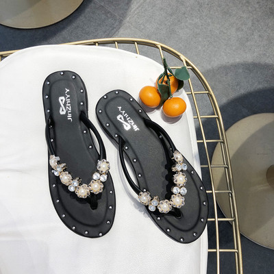 Ležerne ženske papuče preko prstiju s kamenčićima