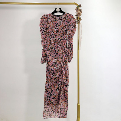 Дамска модерна рокля с флорален десен с дълъг ръкав