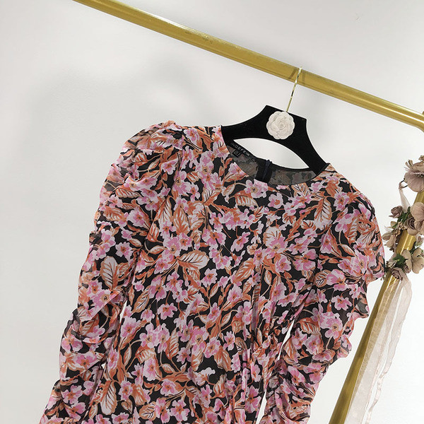 Дамска модерна рокля с флорален десен с дълъг ръкав 