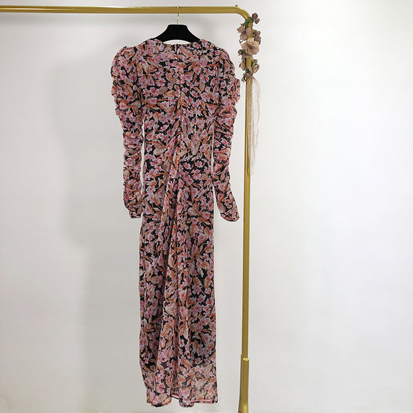 Дамска модерна рокля с флорален десен с дълъг ръкав 