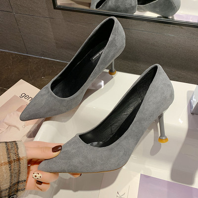 Pavasariniai moteriški batai plonu 8 cm kulnu - smailia