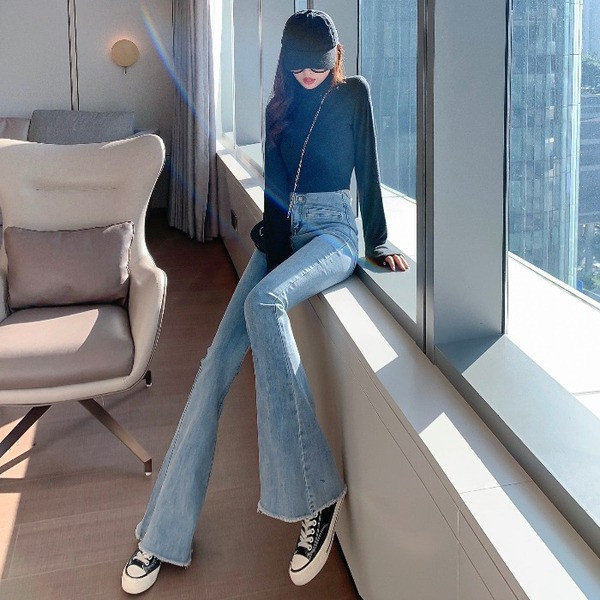 Retro moteriški džinsai aukštu juosmeniu Charleston tipo