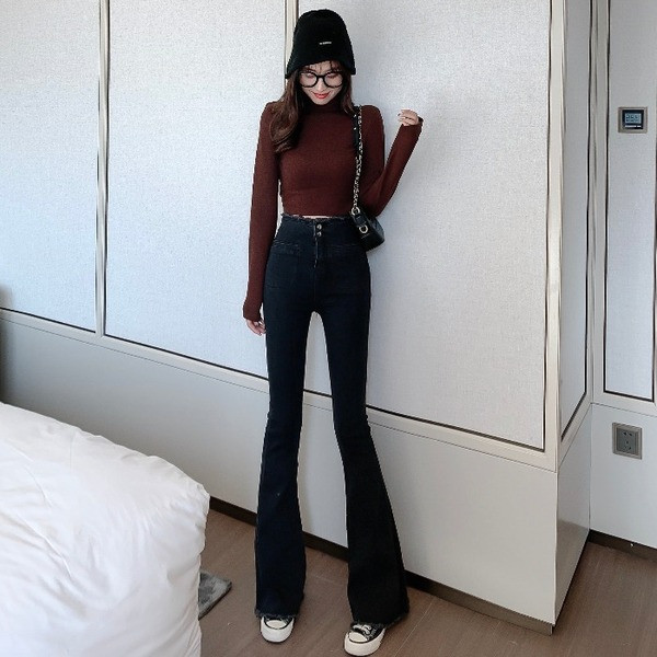 Retro moteriški džinsai aukštu juosmeniu Charleston tipo