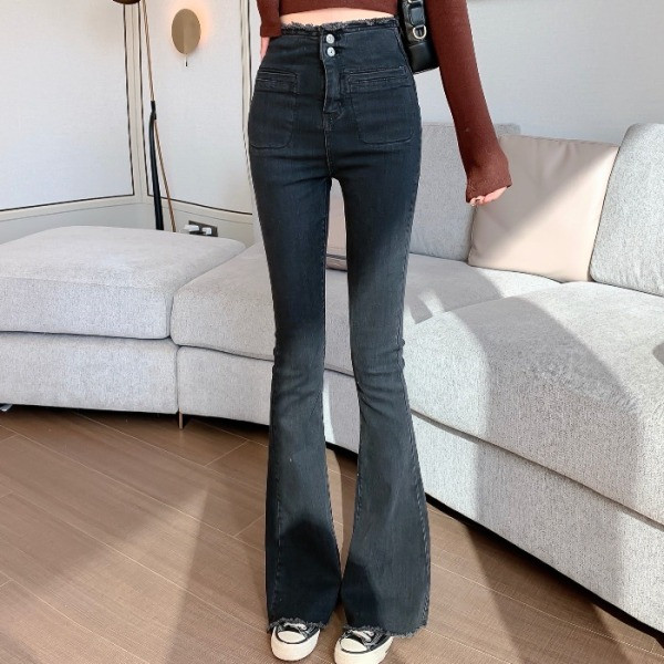 Retro moteriški džinsai aukštu juosmeniu Charleston tipo