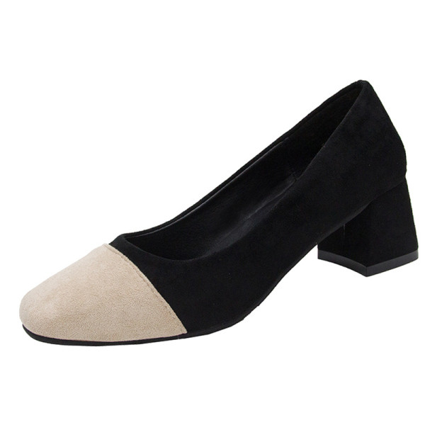 Moteriški modernūs zomšiniai batai kvadratiniu kulnu