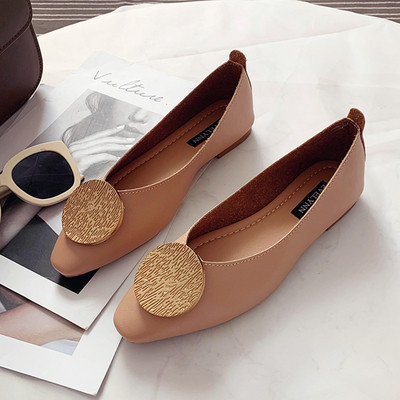 Moteriški laisvalaikio odiniai batai lygiais padais ir metaline sagtimi