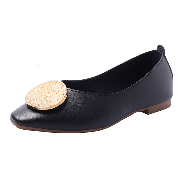 Moteriški laisvalaikio odiniai batai lygiais padais ir metaline sagtimi