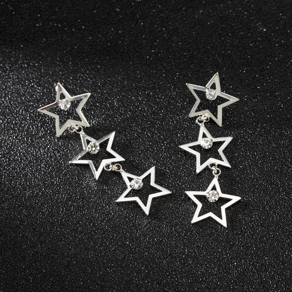 Modernūs moteriški kabantys žvaigždės formos auskarai