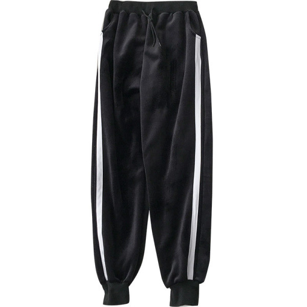 Sieviešu ziemas sporta samta bikses ar oderi un baltu apmalīti