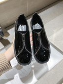 Laisvalaikio moteriški juodi batai su lakuota oda ir užtrauktuku