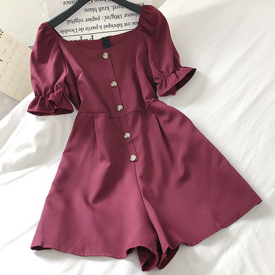 Ежедневен дамски гащеризон с копчета и къс ръкав