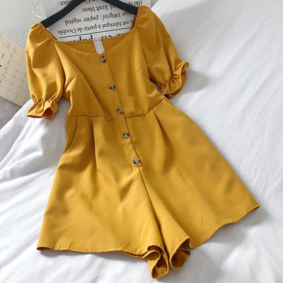 Ежедневен дамски гащеризон с копчета и къс ръкав