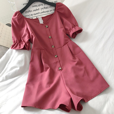 Ежедневен дамски гащеризон с копчета и къс ръкав