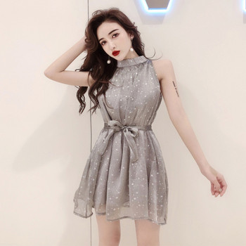 Къса дамска рокля разкроен модел с връзки