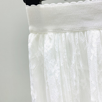 Модерна дамска дантелена пола с висока талия в бял цвят