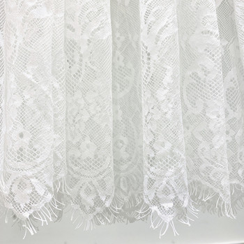 Модерна дамска дантелена пола с висока талия в бял цвят