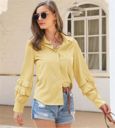 Модерна  дамска  риза с класическа яка и дълъг ръкав