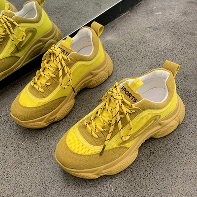 Дамски ежедневни маратонки с цветни връзки и груба подметка