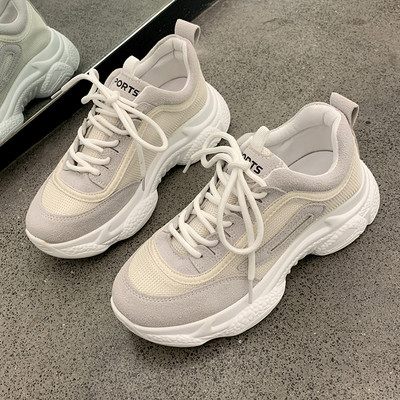 Дамски ежедневни маратонки с цветни връзки и груба подметка