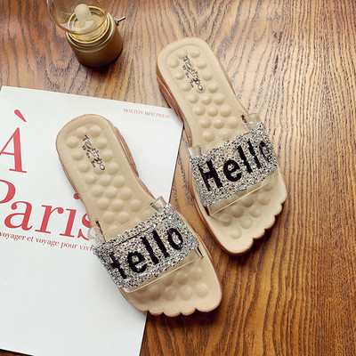 Дамски ежедневни чехли с равна подметка  и силиконова каишка