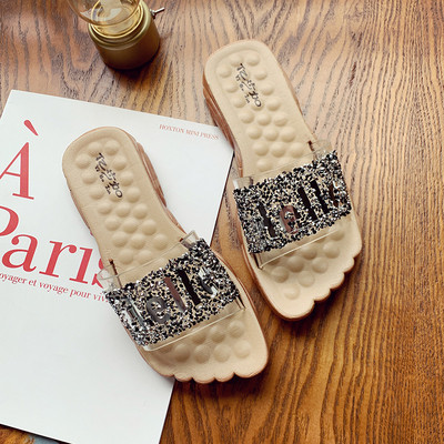 Дамски ежедневни чехли с равна подметка  и силиконова каишка