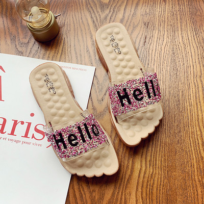 Дамски ежедневни чехли с равна подметка  и силиконова каишка