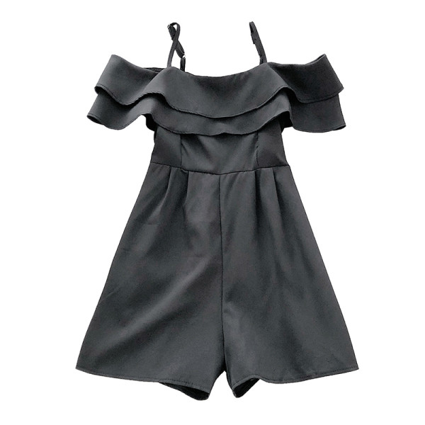 Модерен дамски гащеризон с паднали ръкави и тънки презрамки 