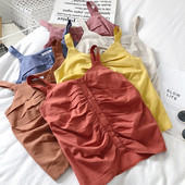 Модерен дамски потник с копчета и тънки презрамки