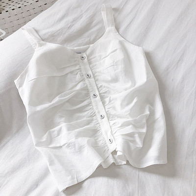 Модерен дамски потник с копчета и тънки презрамки