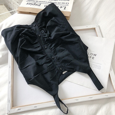 Модерен дамски потник с копчета и тънки презрамки