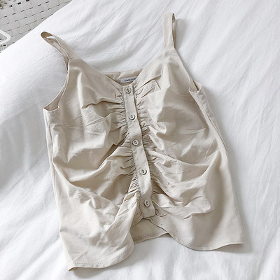 Модерен дамски потник с копчета и тънки презрамки