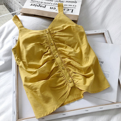 Модерен дамски потник с копчета и тънки презрамки