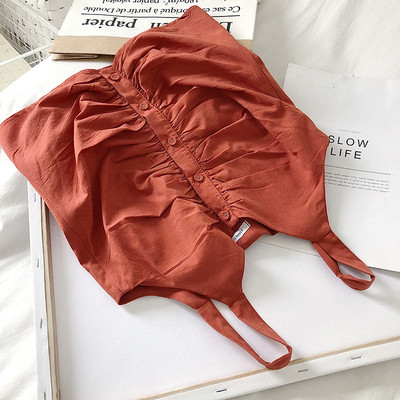 Модерен дамски потник с копчета и тънки презрамки