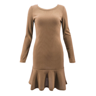 Ежедневна дамска къса рокля Slim модел с дълъг ръкав