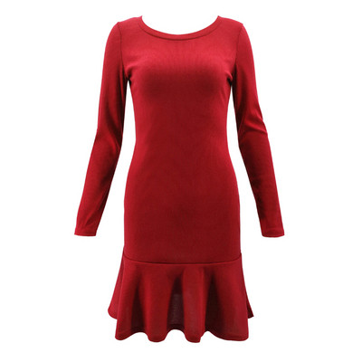 Ежедневна дамска къса рокля Slim модел с дълъг ръкав